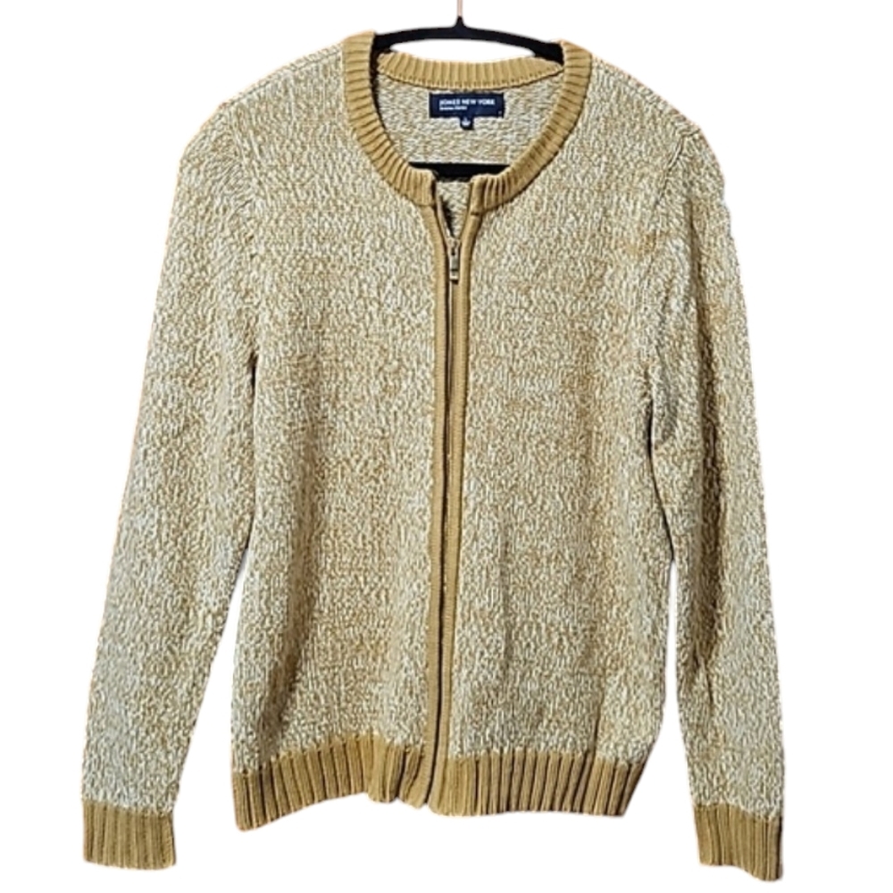 Jones New York Signature Zipper Cardigan Sweater sz L